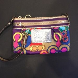 COACH Signature Poppy Pop C Colorful Wristlet/Bag